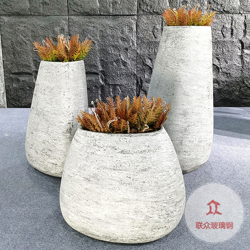 玻璃鋼花盆室外特大號仿石花缽歐式別墅小區(qū)盆景裝飾戶外景觀花壇